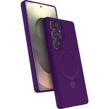Huly  Samsung Galaxy S25 Ultra Regal Magsafe Standlı Kapak - Derin Mor Hub