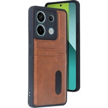 Huly  Xiaomi Redmi Note 13 Pro 5g Kılıf Sara Kartvizitli Deri Kılıf - Taba Hub