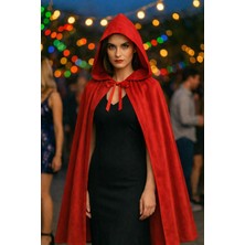 Toyfest Kırmızı Şeytan Pelerini Kapşonlu 120 cm Halloween Kostüm Aksesuarı