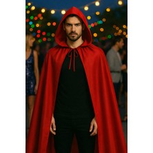 Toyfest Kırmızı Şeytan Pelerini Kapşonlu 120 cm Halloween Kostüm Aksesuarı