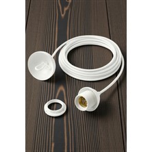 Ocean Point 3 Metre Beyaz Sarkıt Aydınlatma Kablosu, E27 Duy, Metal Tavan Başlığı Seti