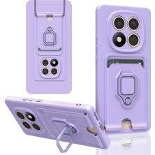 Huly  Xiaomi Redmi Note 14 Pro 5g Kılıf Zuma Kartvizitli Yüzüklü Silikon - Lila Hub