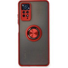 Huly  Xiaomi Redmi Note 11 Pro Kılıf Montreal Yüzüklü Silikon Kapak - Kırmızı Hub