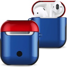 Huly  Airpods 2 (2.nesil) 3in1 Kılıf - Lacivert-Kırmızı Hub