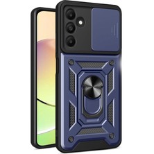 Huly  Samsung Galaxy M15 Kılıf Pars Lens Yüzüklü Silikon - Lacivert Hub