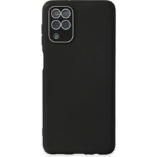 Huly  Samsung Galaxy A22 Kılıf Lansman Glass Kapak - Siyah Hub