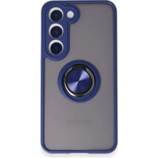 Huly  Samsung Galaxy S24 Fe Kılıf Montreal Yüzüklü Silikon Kapak - Lacivert Hub