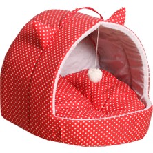 Feyza Design Renkli Puantiyeli Yumuşak Kedi ve Köpek Yatağı Yuvası