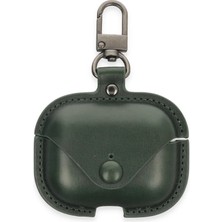 Huly  Airpods Pro 2 (2.nesil) Çanta Deri Kılıf - Haki Yeşil Hub