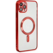 Huly  iPhone 11 Pro Max Kılıf Kross Magneticsafe Kapak - Kırmızı Hub