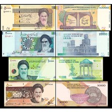 Iran 5.000-10.000-20.000-50.000 Riyal Eski 4 Lü Set, Yabancı Kağıt Para, Çil