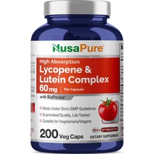 NusaPure Lycopene & Lutein Complex 60MG Per Caps, 200 Veggie Capsules (Non-Gmo, Vegan)