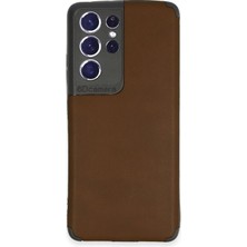 Huly  Samsung Galaxy S21 Ultra Kılıf Loop Deri Silikon - Kahverengi Hub