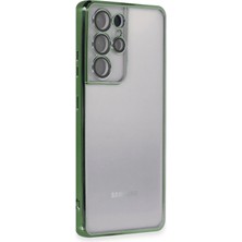 Huly  Samsung Galaxy S21 Ultra Kılıf  Lensli Silikon - Yeşil Hub