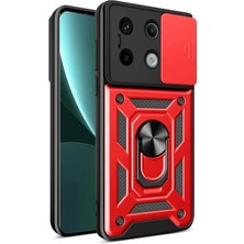 Huly  Xiaomi Redmi Note 13 Pro 4g Pars Lens Yüzüklü Silikon - Kırmızı Hub