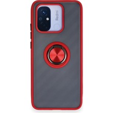 Huly  Xiaomi Redmi 12C Kılıf Montreal Yüzüklü Silikon Kapak - Kırmızı Hub