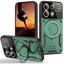 Huly  Xiaomi Redmi 13 4g Kılıf Joy Lens Standlı Kapak - Koyu Yeşil Hub