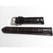 Fado&her Saate Uyumlu Hakiki  Deri Saat  Kordonu Koyu  Kahve Parlak 20 mm (  141 -2)