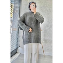 Miraydin Butik Kadın Bisiklet Yaka Oversize Kazak - Antrasit