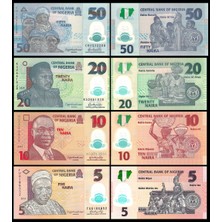 3Alp Koleksiyon Nijerya 5-10-20-50 Naira Polymer, Yabancı Kağıt Para Seti "çil"