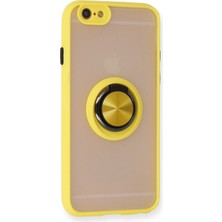 Huly  iPhone 6 Kılıf Montreal Yüzüklü Silikon Kapak - Sarı Hub