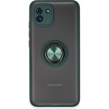 Huly  Samsung Galaxy A03 Kılıf Montreal Yüzüklü Silikon Kapak - Yeşil Hub