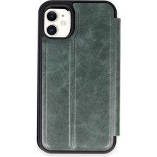 Huly  iPhone 11 Kılıf Flip Cover - Koyu Yeşil Hub