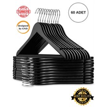 PremiumPort 60 Adet Siyah Ahşap Görünümlü Plastik Elbise Askısı