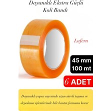Lufern Dayanıklı Ekstra Güçlü 6 Adet 45 mm x 100 mt Koli Bandı Şeffaf Bant Taşınma Ambalaj Estetik Pratik