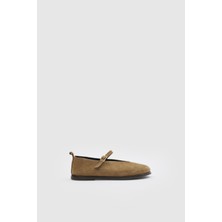 Oggo Suvea Süet Hakiki Deri Bantlı Babet