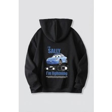 Alfanora Sevgililer Günü Özel Kapüşonlu Araba Baskılı Oversize Sweatshirt - Siyah