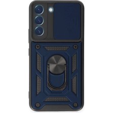 Huly  Samsung Galaxy S23 Kılıf Pars Lens Yüzüklü Silikon - Lacivert Hub