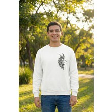 Alfanora Sevgililer Günü Özel Bisiklet Yaka Baskılı Oversize Sweatshirt - Beyaz