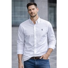 Quero Keten Pamuk Düğmeli Yaka Erkek Gömlek