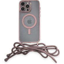 Huly  iPhone 14 Pro Kılıf Divo Lazer Askılı Magsafe Kapak - Pembe Hub