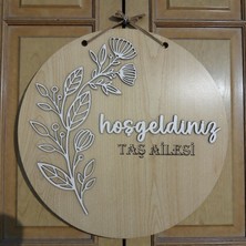 Pelince Kişiye Özel Isimli Ahşap Kapı Süsü Hoşgeldiniz Yazılı Duvar Dekoru | 30 cm Lazer Kazıma Mdflam Isimlik