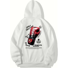 Brz Collection Unisex Oversize Saana Boks Hoodie (Beyaz)