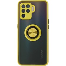 Huly  Oppo Reno 5 Lite Kılıf Montreal Yüzüklü Silikon Kapak - Sarı Hub