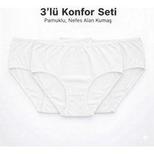 Woan 3’lü Doğal Bayan Külot Seti Pamuklu Beyaz Nefes Alan Kumaş