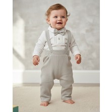 Butik Erkek Bebek Salopet Tulum Papyon Aksesuarlı %100 Pamuklu Kumaş