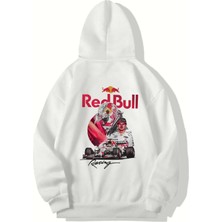 Brz Collection Unisex Oversize Racing F1 Redbull Hoodie (Beyaz)