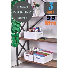 Mutfak Köşesi 3'lü Tidybox Büyük Boy 9.5 Lt Basic Banyo Organizeri Sepet, Dekoratif Buzdolabı Düzenleyici