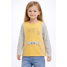 love Tül Detaylı Baskılı Penye Bluz