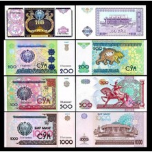 3Alp Koleksiyon Özbekistan 100-200-500-1.000 Som, 4 Lü Set , Eski Yabancı Kağıt Para