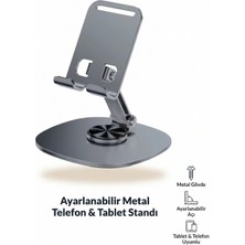 vooka Ayarlanabilir Metal Telefon Tablet Standı | Katlanabilir Masaüstü Tutucu, Kaymaz, Ergonomik