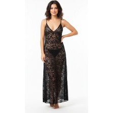 Bonbon Kadın Tam Dantel Siyah Kombinezon Elbise BB2181