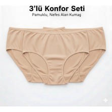Woan 3’lü Doğal Bayan Külot Seti Pamuklu Beyaz Nefes Alan Kumaş