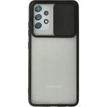 Huly  Samsung Galaxy A72 Kılıf Palm Buzlu Kamera Sürgülü Silikon - Siyah Hub