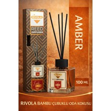 Rivola Amber Premium Oda Kokusu Reed Diffuser – Uzun Süre Kalıcı Koku – Bambu Çubuklu Ev, Ofis, Banyo Ortam Kokusu