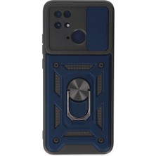 Huly  Xiaomi Redmi 10C Kılıf Pars Lens Yüzüklü Silikon - Lacivert Hub